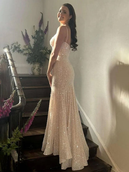 Mermaid Sweetheart Sky Blue Sequins Prom Dresses