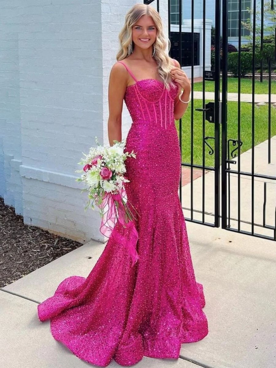 Mermaid Sweetheart Sky Blue Sequins Prom Dresses