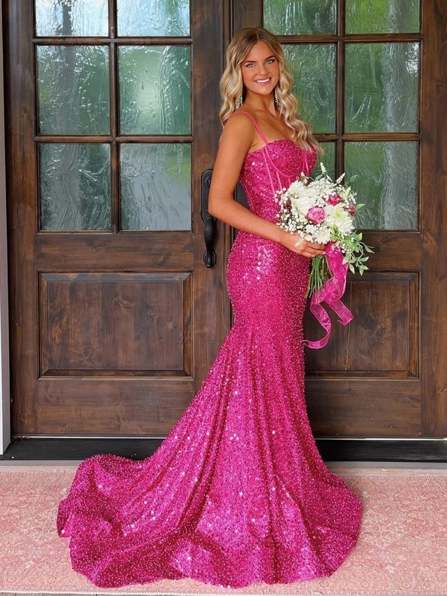 Mermaid Sweetheart Sky Blue Sequins Prom Dresses