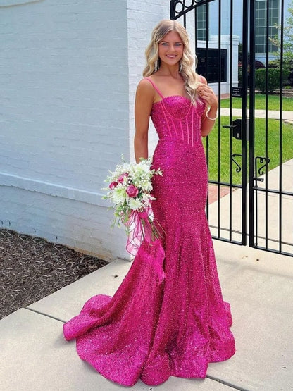 Mermaid Sweetheart Sky Blue Sequins Prom Dresses