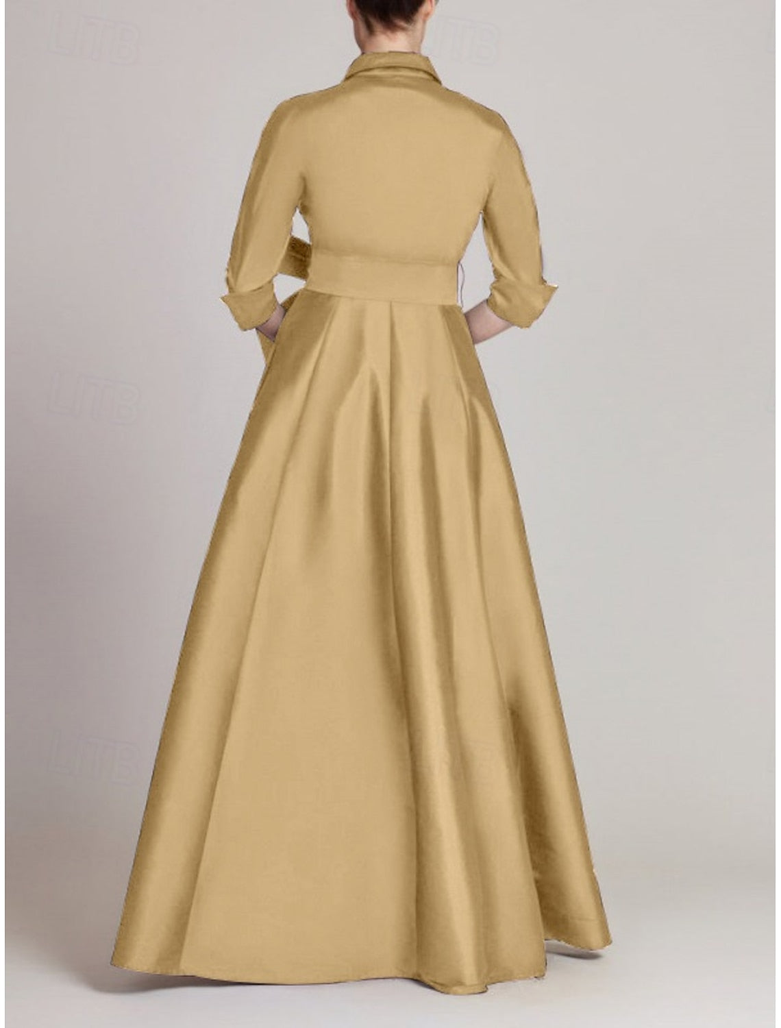 3/4 Sleeve Bow A-Line Evening Dress Mother of the Bride Dresses